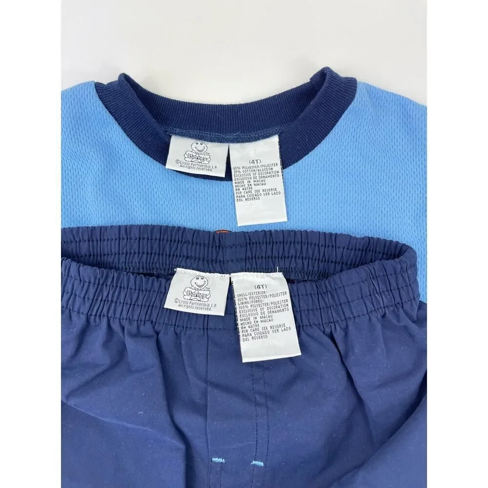 NWT 2002 Vintage Barney Kids Shirt and Shorts Set 4T Boy‎
